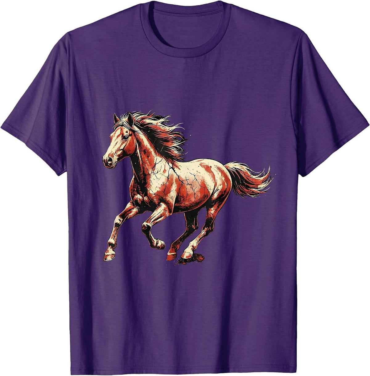 Men's Horse Galloping Through Open Meadow Graphic T-Shirt - Purple