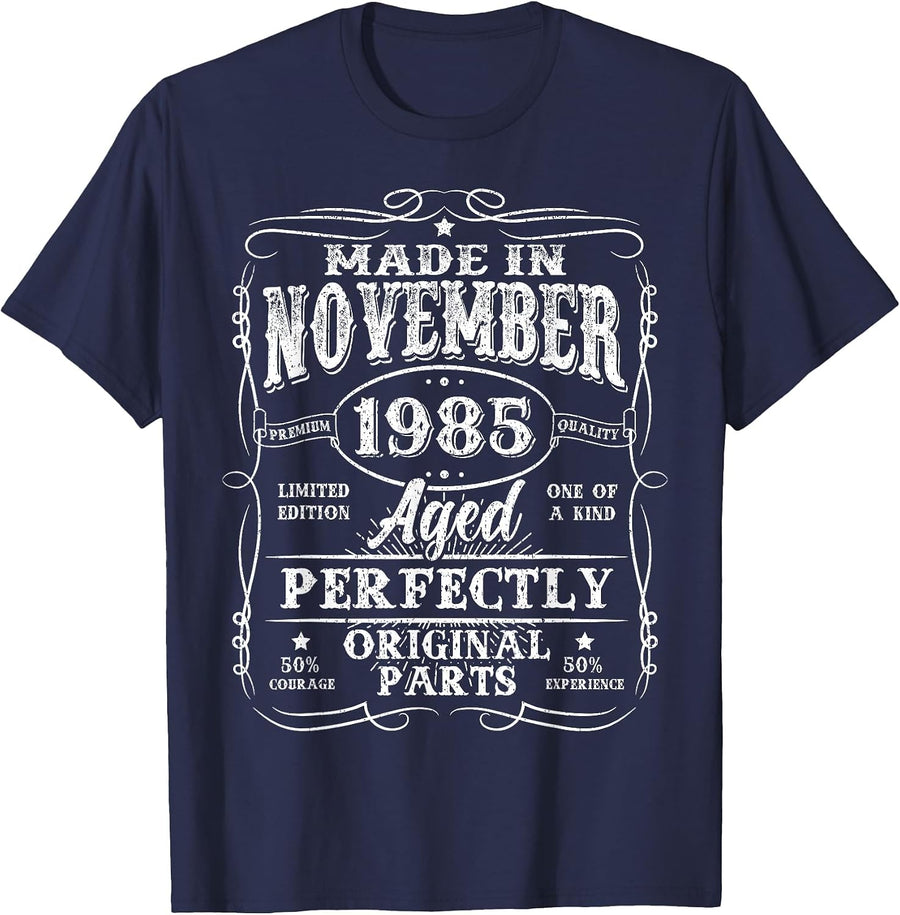 40 Years Old Vintage Made in November 1985 40th Birthday Men T-Shirt - Navy Blue