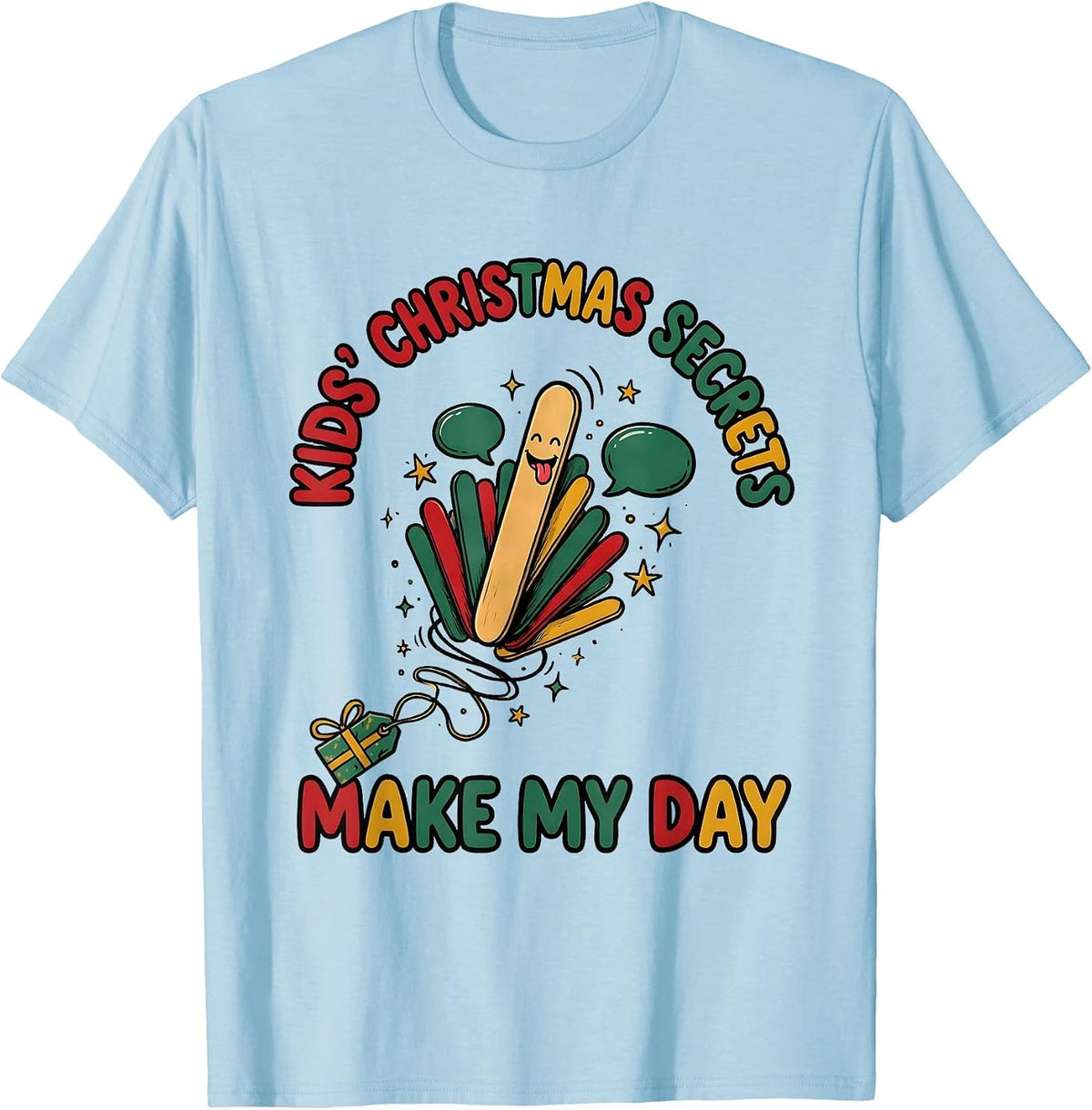 Men's Kids' Christmas Secrets Make My Day Funny Speech Therapist T-Shirt - Baby Blue