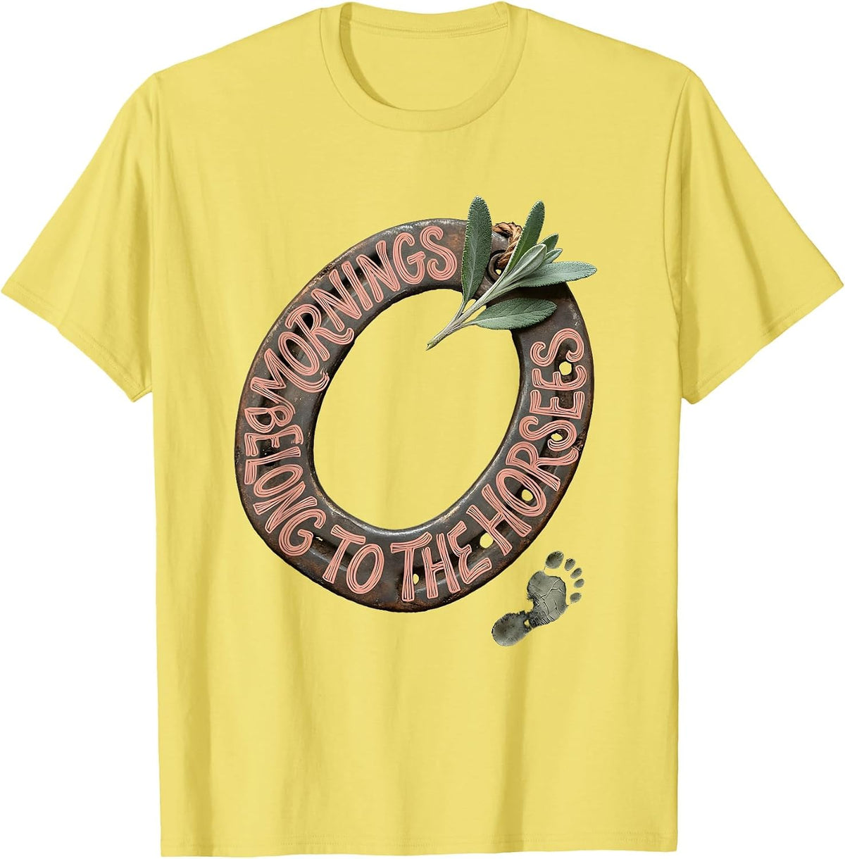 Men's Mornings Belong To The Horses Boho Horse Lover Gift T-Shirt - Lemon Yellow