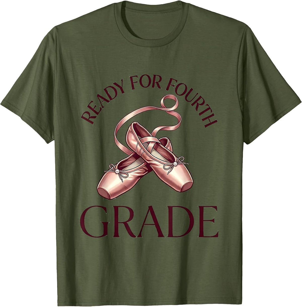 Men's Ready For Fourth Grade Balletcore Graphic Back To School T-Shirt - Olive Green