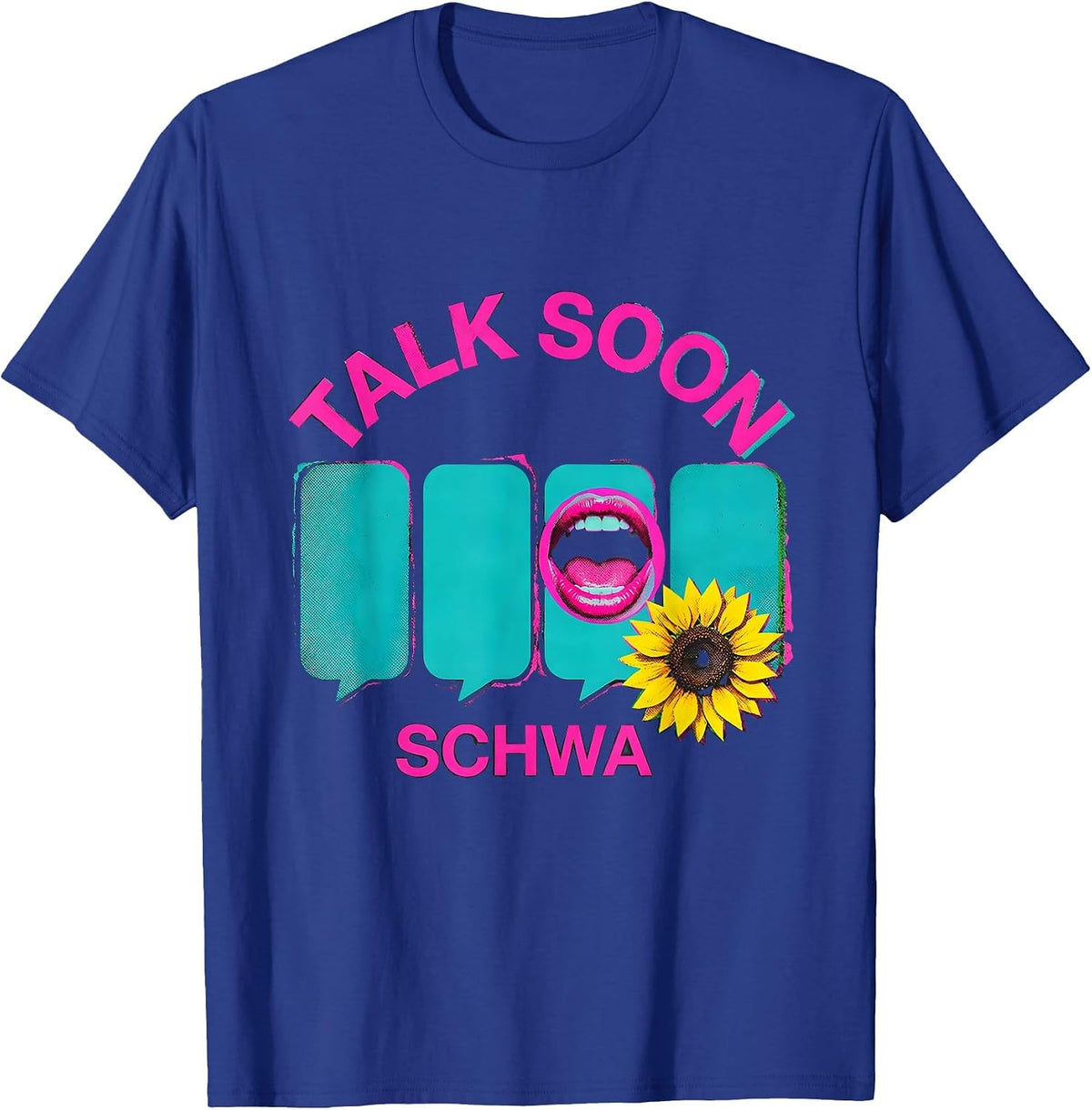 Talk Soon Schwa Retro Speech-Language Pathologist SLP T-Shirt - Royal Blue