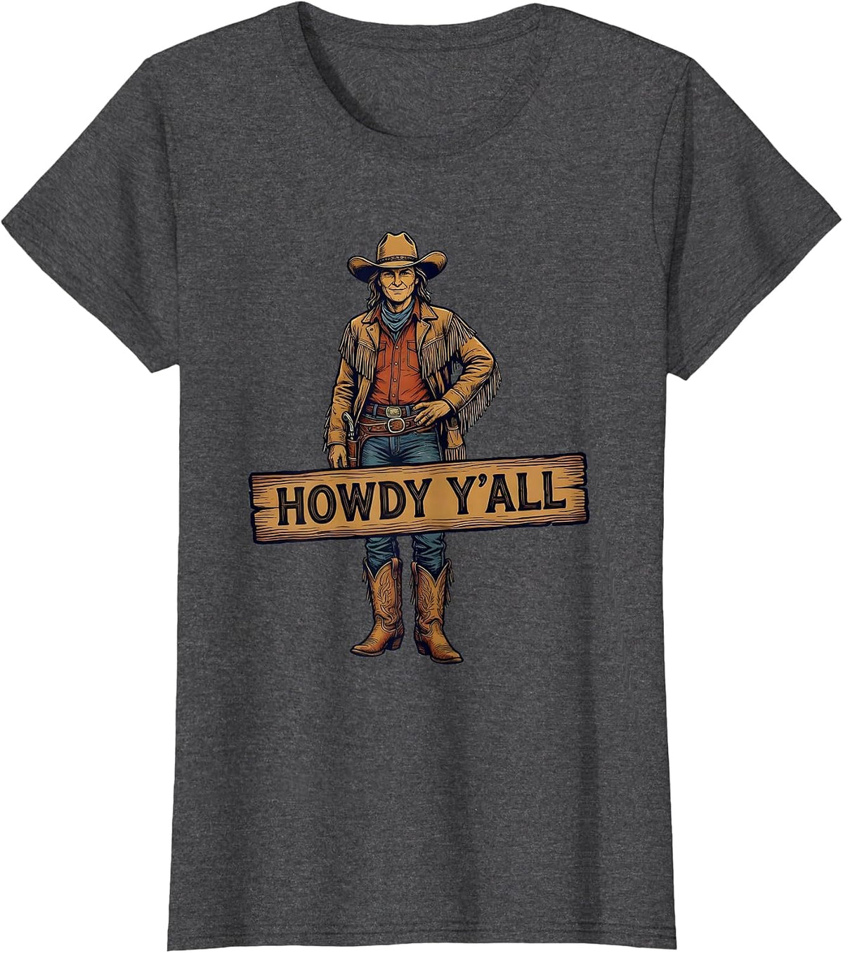 Women's Howdy Y'all Southern Charm Graphic Design T-Shirt - Dark Heather Grey