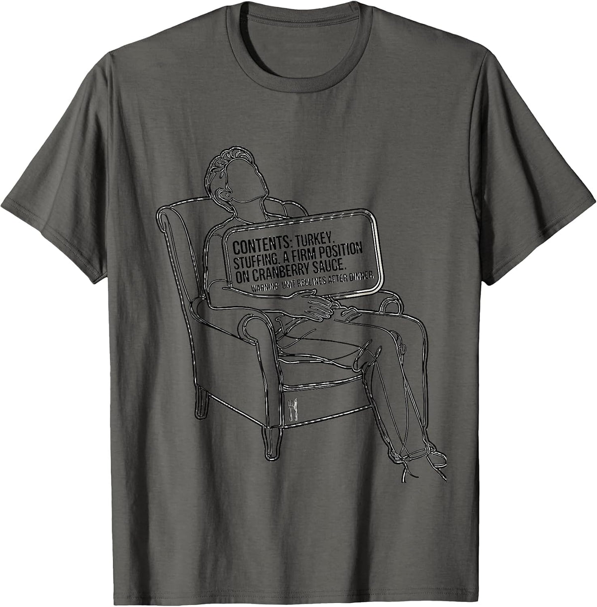 Thanksgiving Nutrition Facts Turkey Stuffing Cranberry Sauce T-Shirt - Asphalt Grey