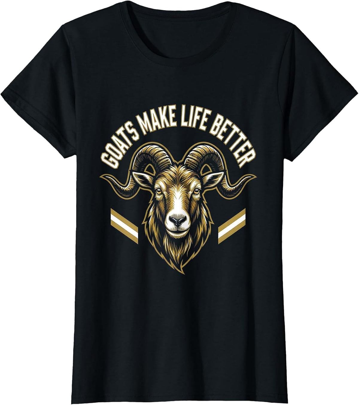 Women's Goats Make Life Better Funny Goat Lover Design T-Shirt - Black