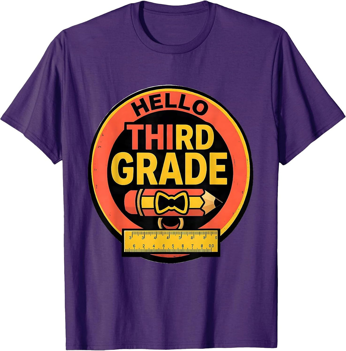 Hello, Third Grade Cute Coquette Bow Back to School T-Shirt - Purple
