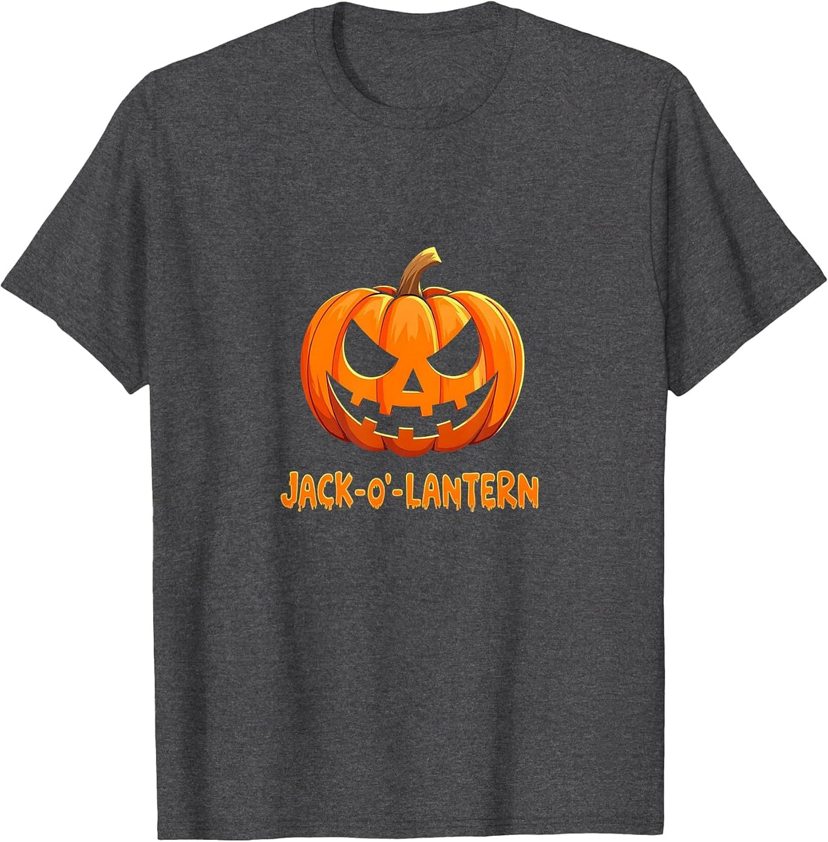 Halloween Classic Jack-o'-Lantern Spooky Pumpkin T-Shirt - Dark Heather Grey
