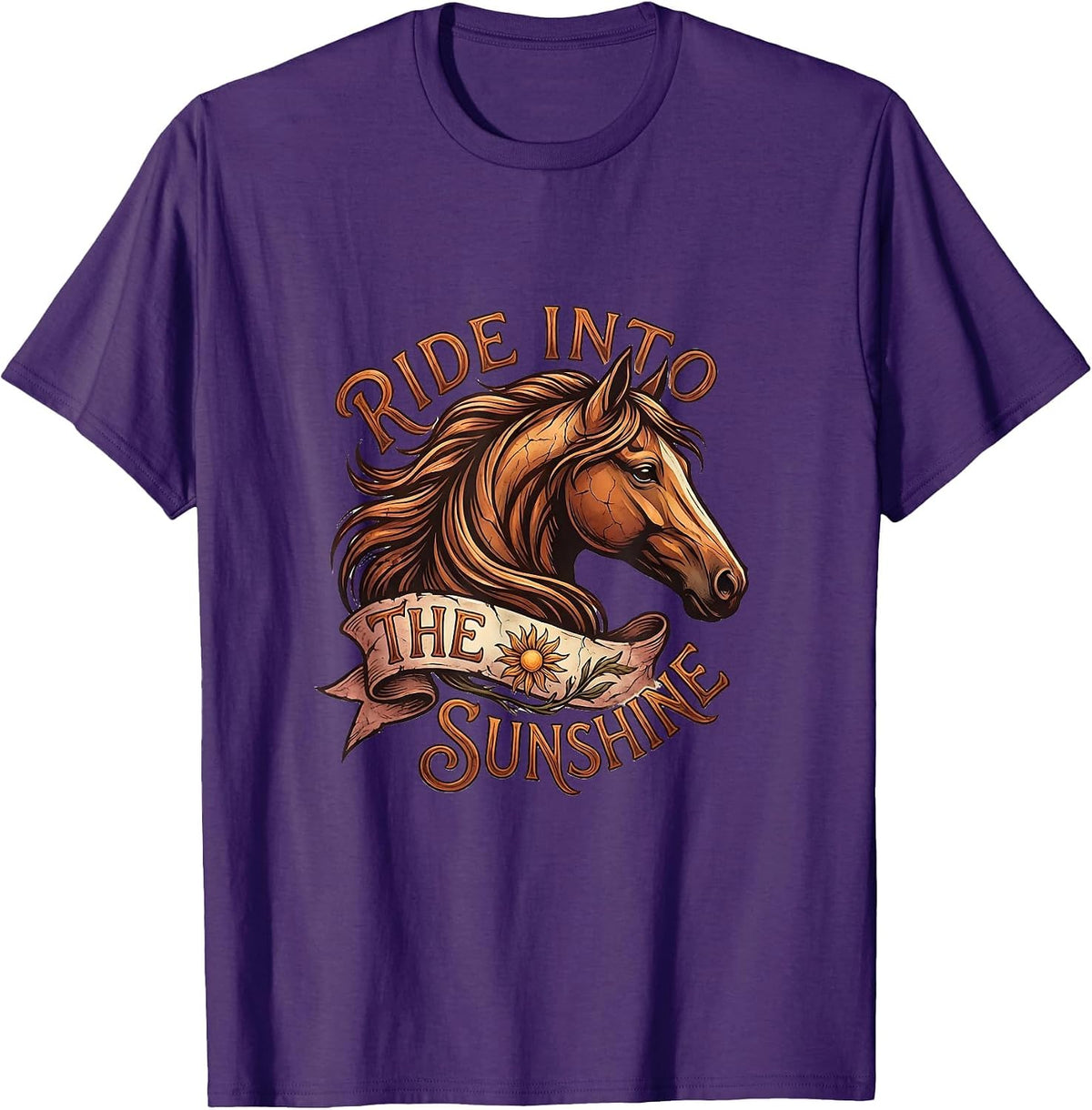Ride Into the Sunshine Horse Lover Summer Design T-Shirt - Purple
