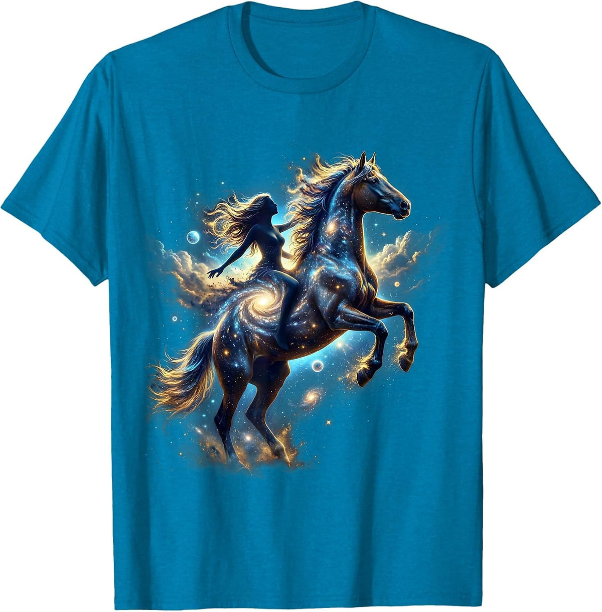 Wild Spirit Equestrian Bareback Rider Graphic T-Shirt - Sapphire Blue