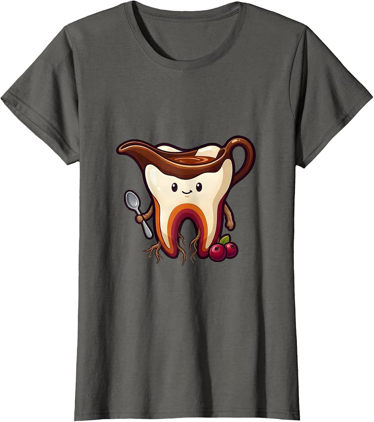Women's Original Kawaii Molar Dental Humor Cute Dentist Gift T-Shirt - Asphalt Grey