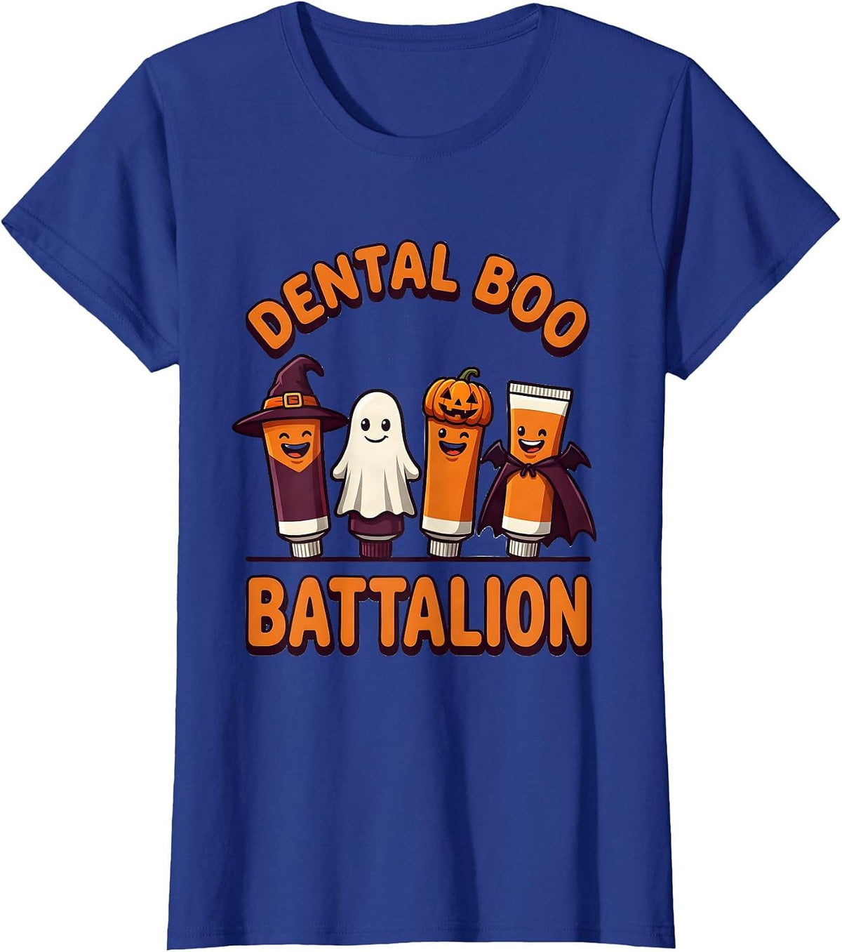 Women's Dental Boo Battalion Funny Dentist Halloween Costume Humor T-Shirt - Royal Blue