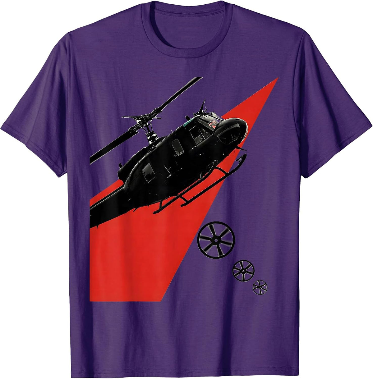 Huey Helicopter Silhouette Military Veteran Aviation Pride T-Shirt - Purple