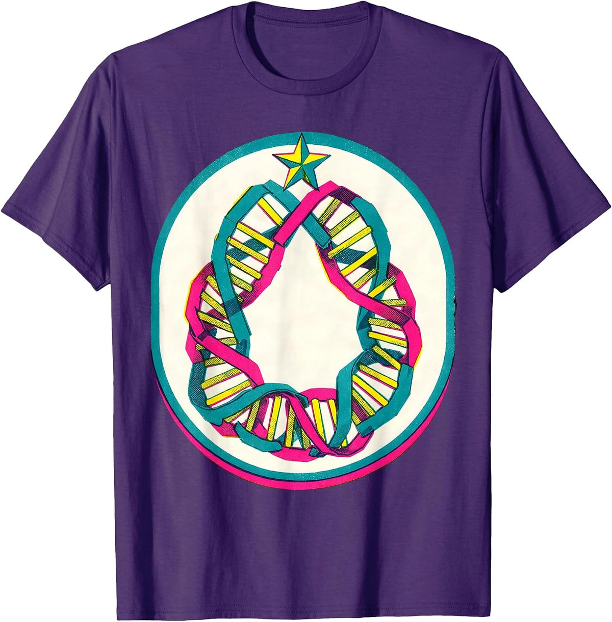 DNA Helix Paper Chain Garlands Science Teacher Holiday T-Shirt - Purple