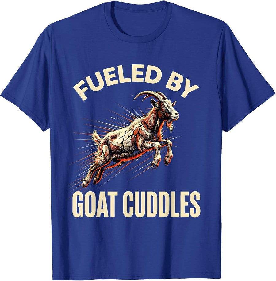 Fueled by Goat Cuddles Funny Goat Lover Design T-Shirt - Royal Blue