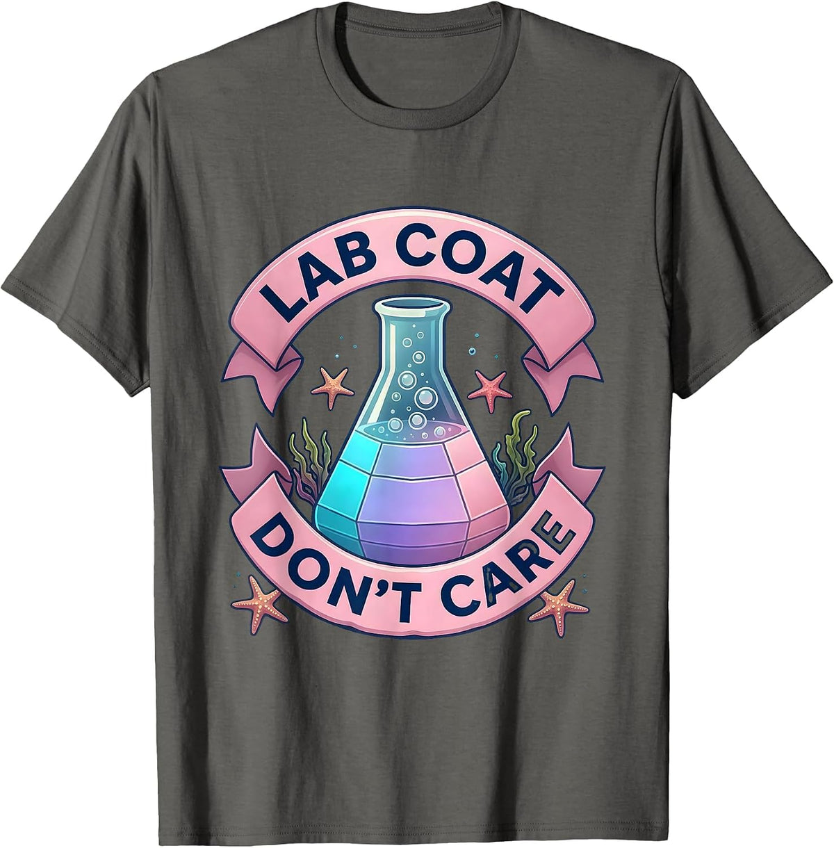 Men's Lab Coat Don't Care Funny Science Teacher Design T-Shirt - Asphalt Grey
