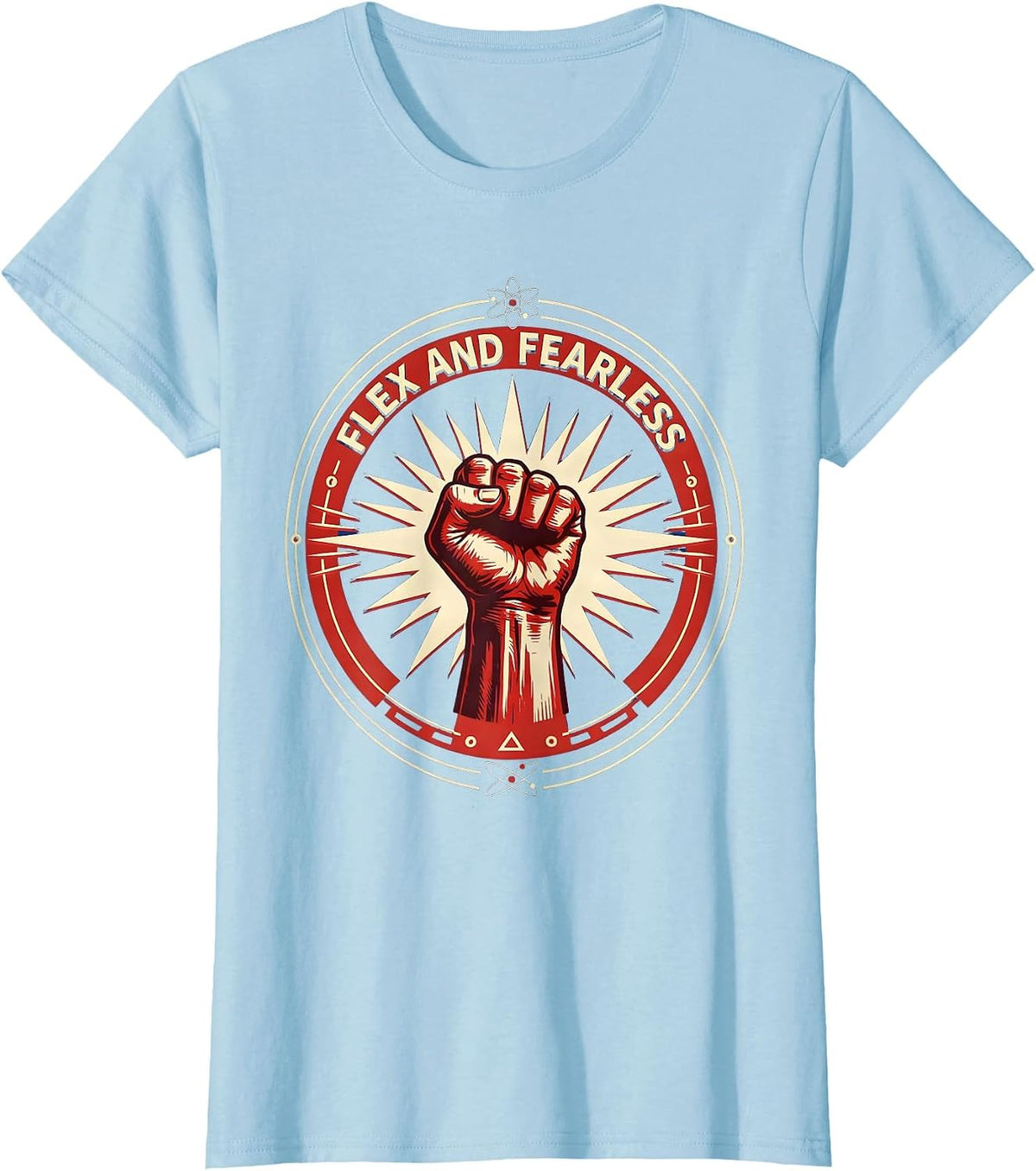 Flex and Fearless Rosie the Riveter Design T-Shirt - Baby Blue