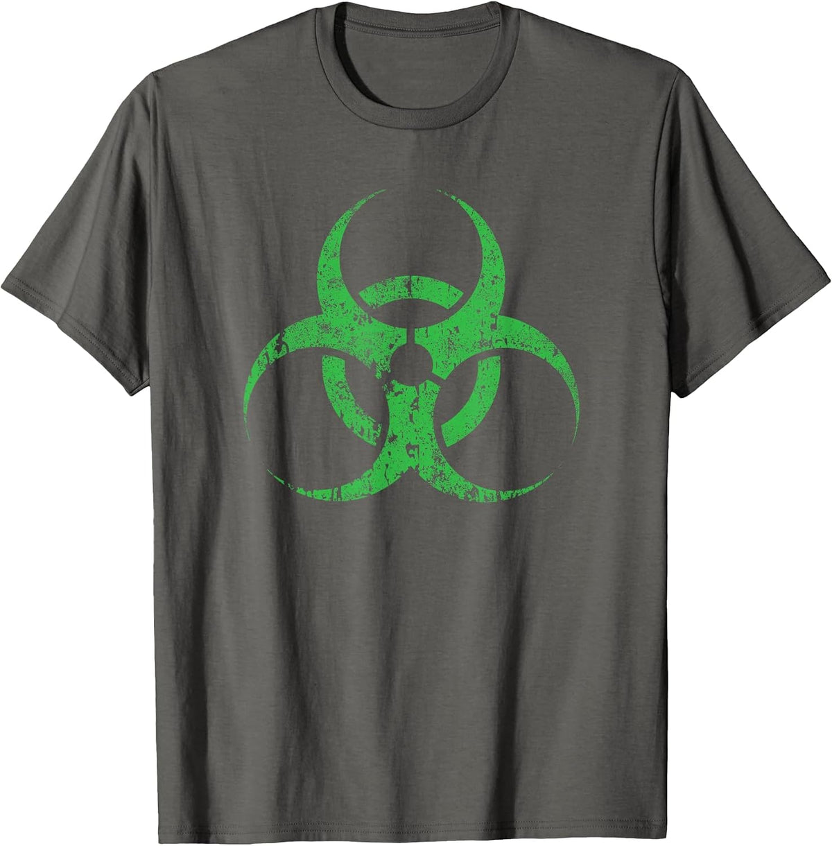 Biohazard Symbol Vintage Green Funny Halloween T-Shirt - Asphalt Grey