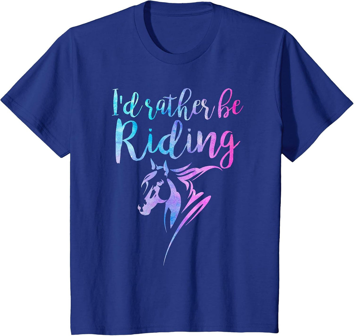 Horse I'd Rather Be Riding Horseback Equestrian Rider T-Shirt - Royal Blue