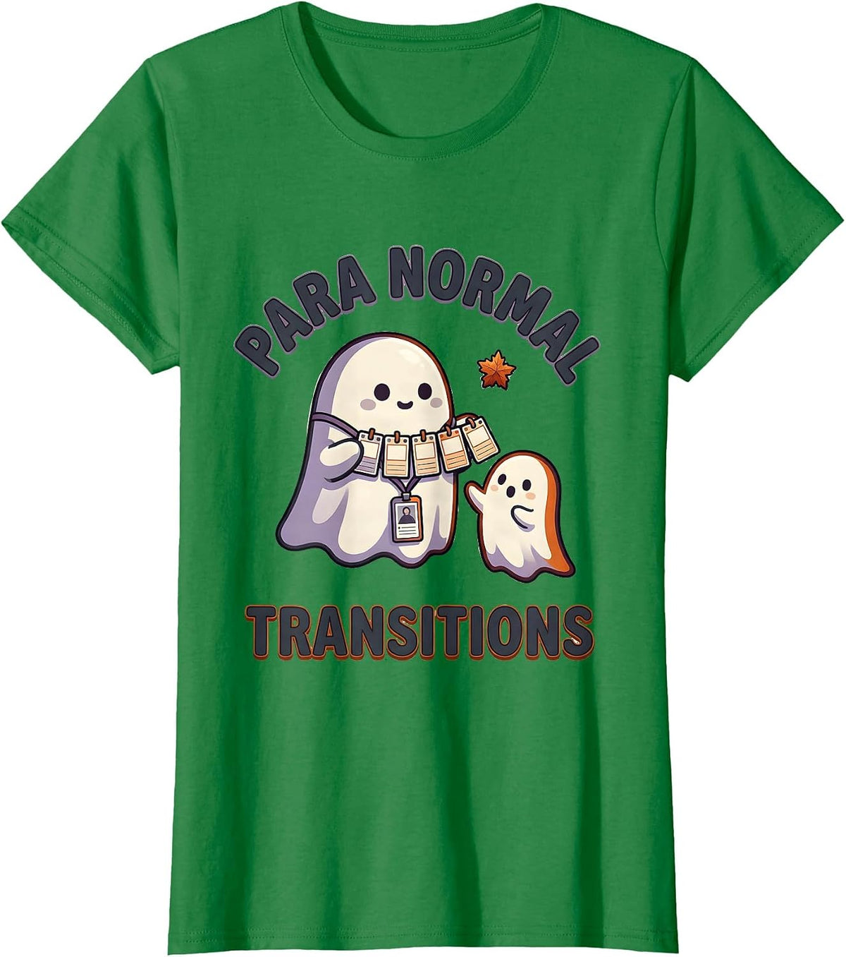 Para Normal Transitions Cute Kawaii Ghost Paraeducator T-Shirt - Kelly Green