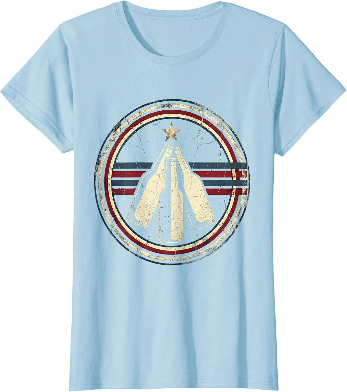 Labor Day Workers Clinking Beer Bottles Graphic T-Shirt - Baby Blue