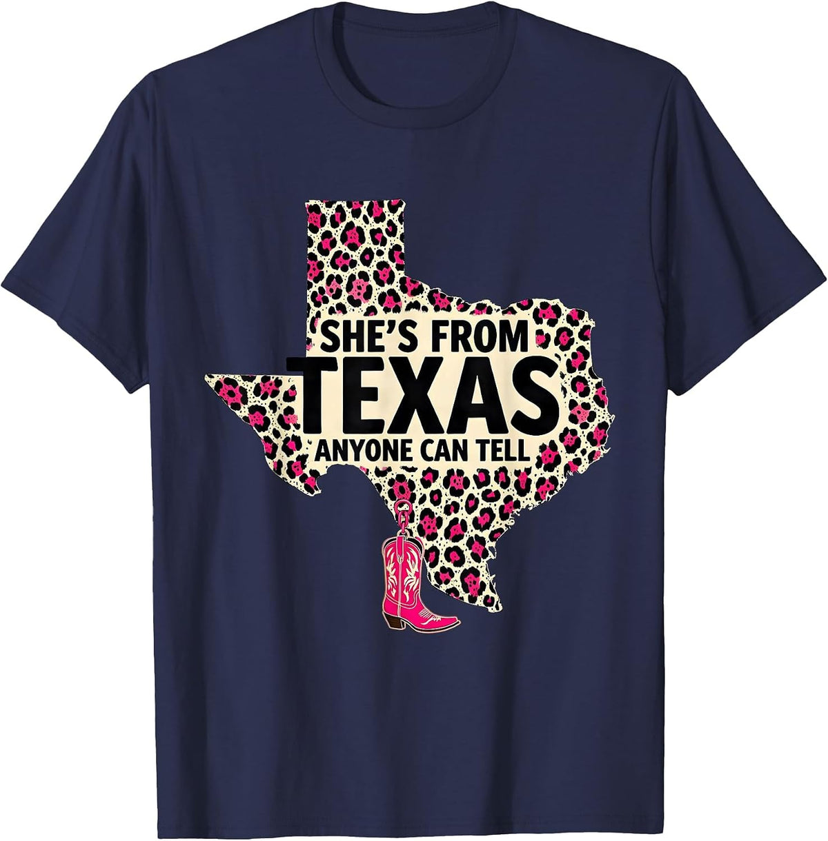 Men's She's From Texas Anyone Can Tell Western Cowgirl Pride T-Shirt - Navy Blue