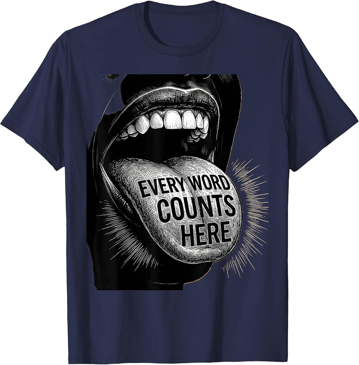 Every Word Counts Speech Therapy Design T-Shirt - Navy Blue
