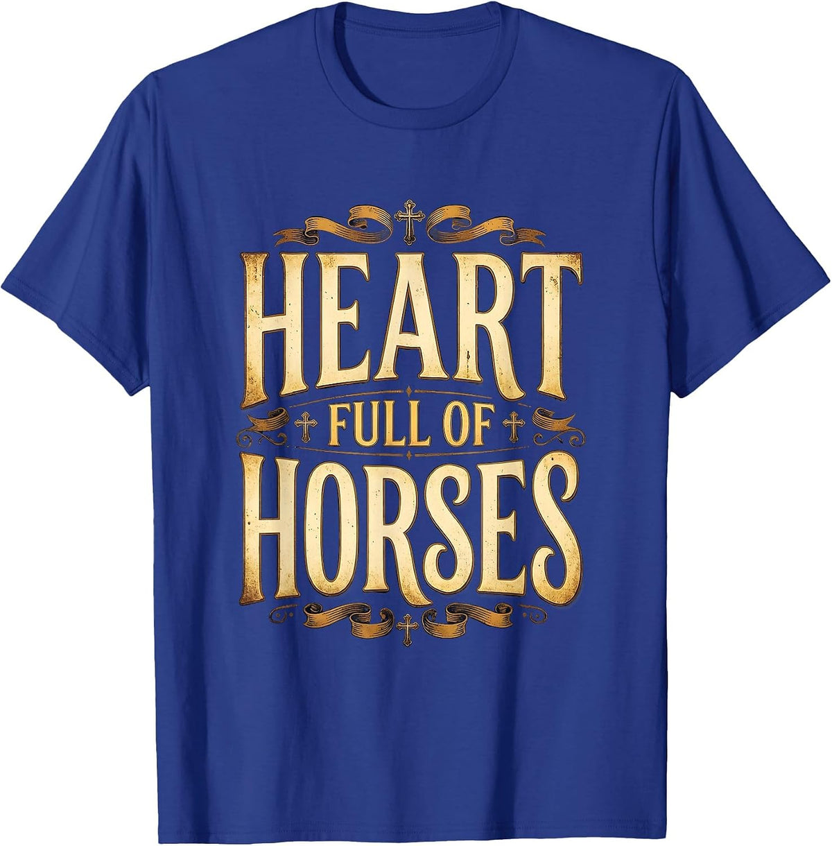 Heart Full of Horses Equestrian Design T-Shirt - Royal Blue