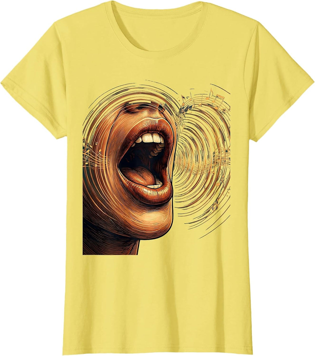 Speech Therapy Sound Waves Mouth Illustration T-Shirt - Lemon Yellow