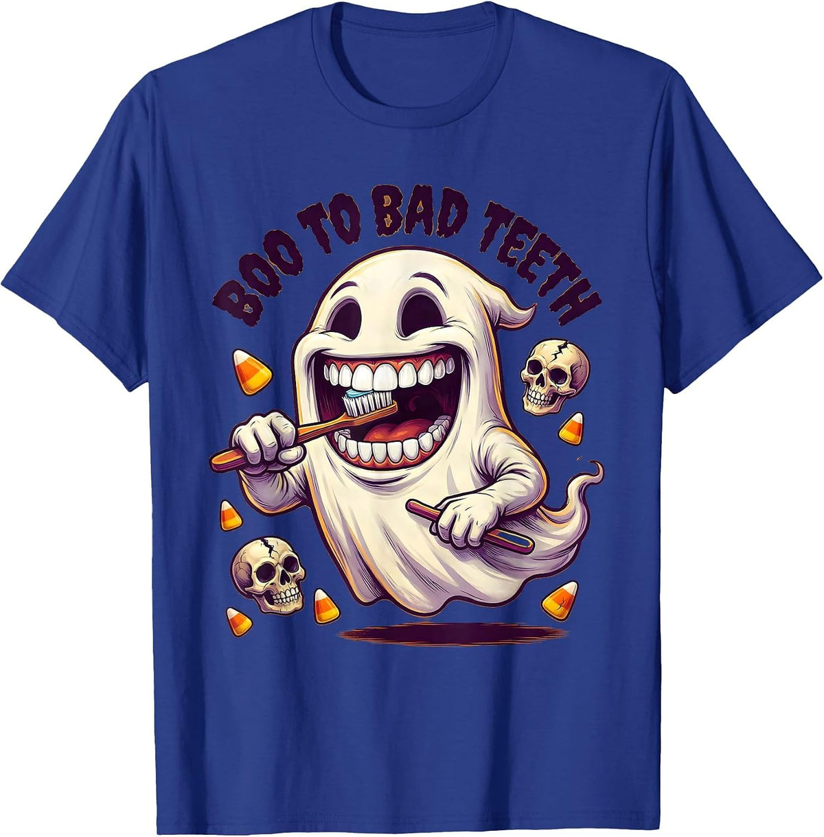 Boo To Bad Teeth Halloween Dental Design T-Shirt - Royal Blue