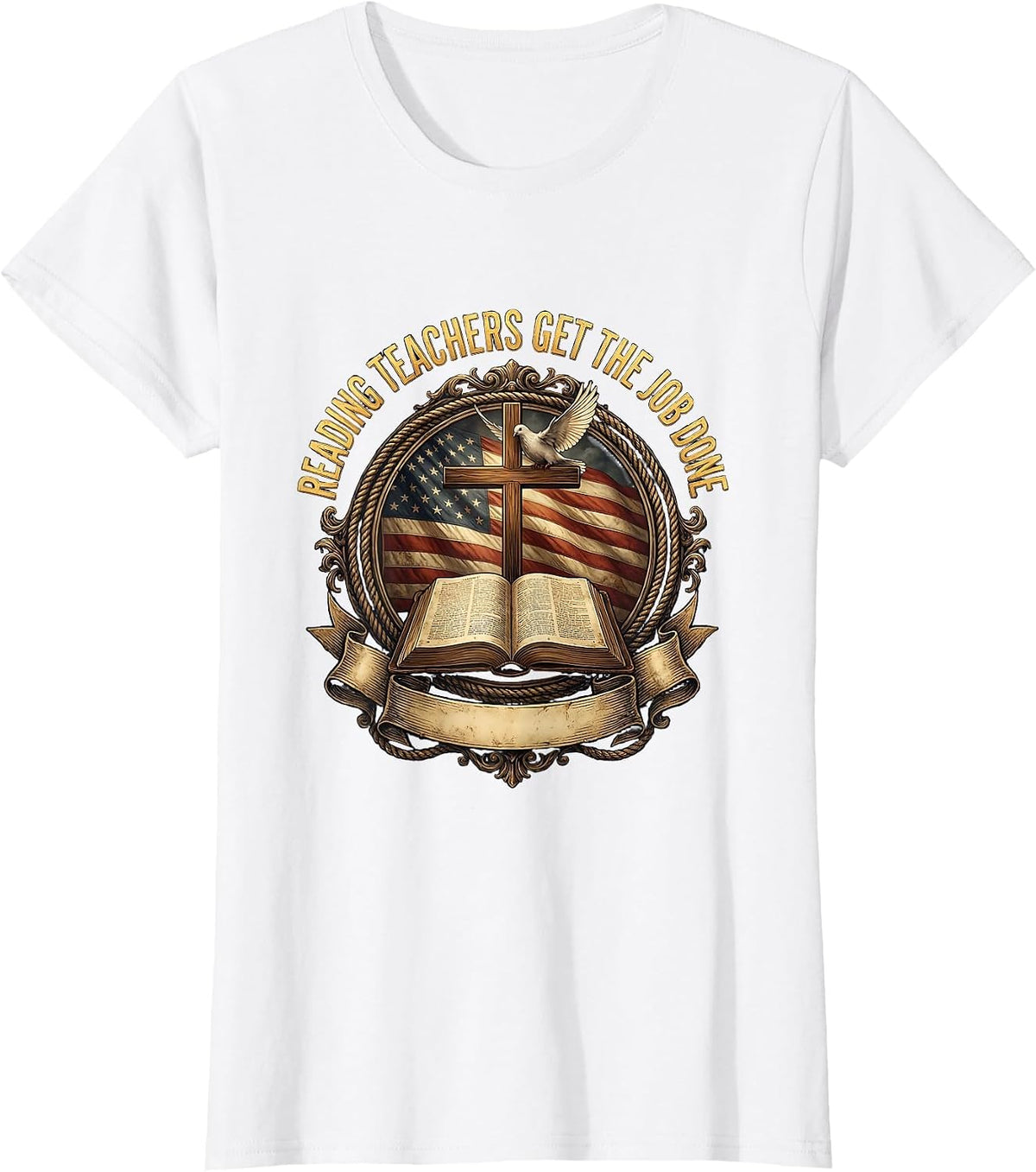 Reading Teachers Get The Job Done Educator Design T-Shirt - White