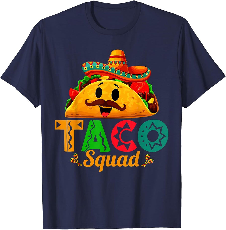 Mexican Food Lover Cute Taco Squad T-Shirt - Navy Blue
