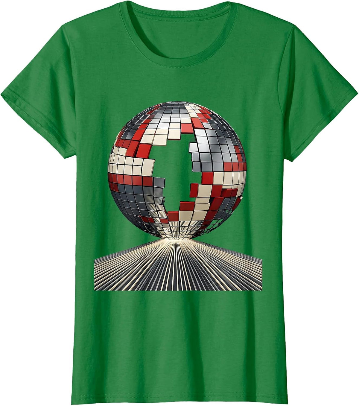 Women's Spinning Disco Ball Retro 70s Party Costume T-Shirt - Kelly Green