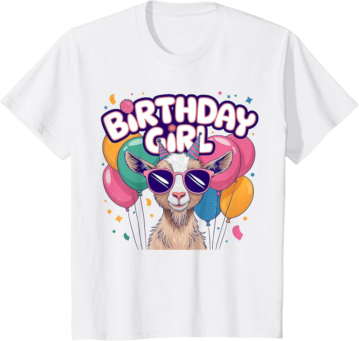 Birthday Girl Goat Kids T-Shirt - White