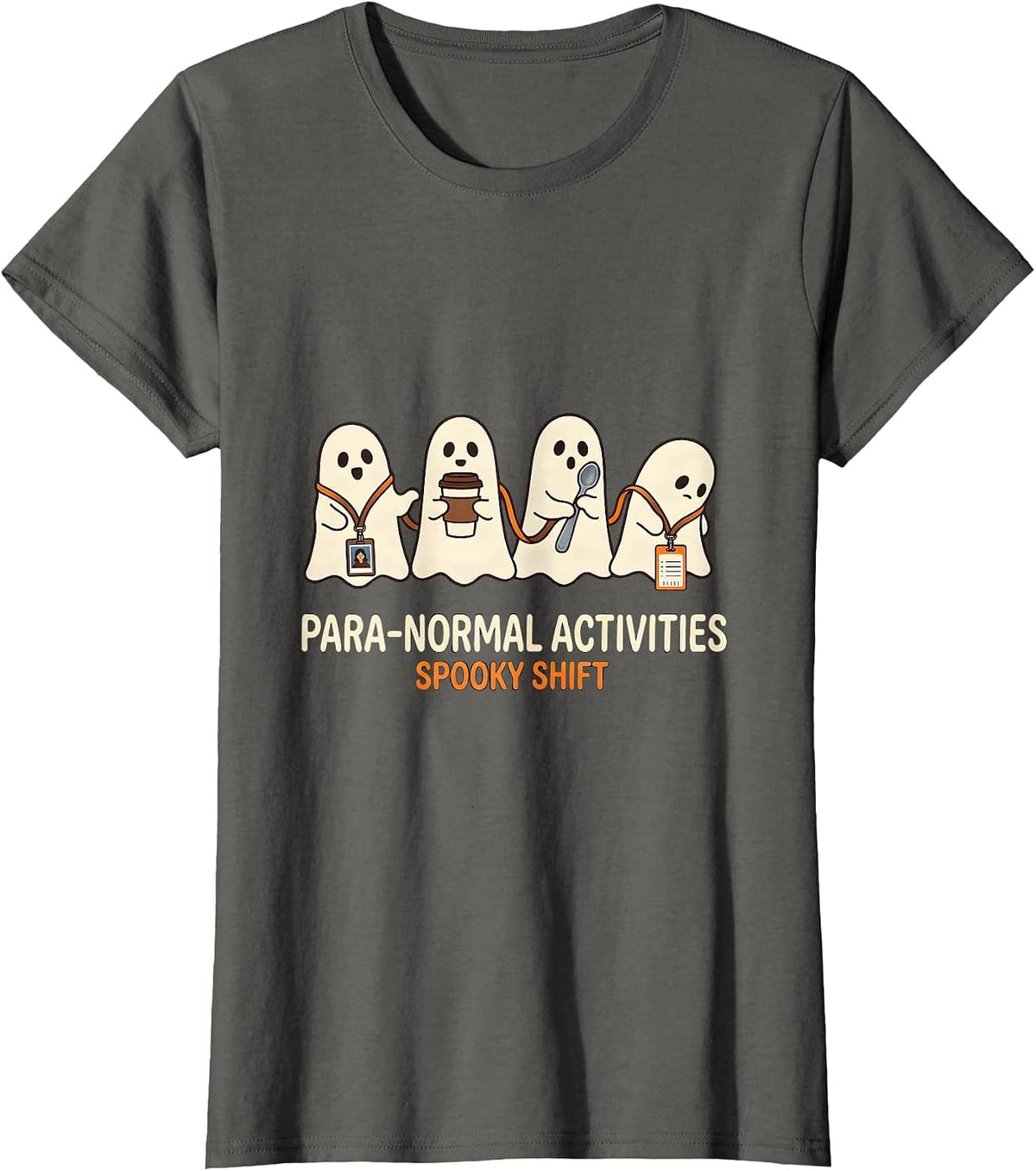 Women's Para-Normal Activities Spooky Shift SPED Teacher Halloween T-Shirt - Asphalt Grey
