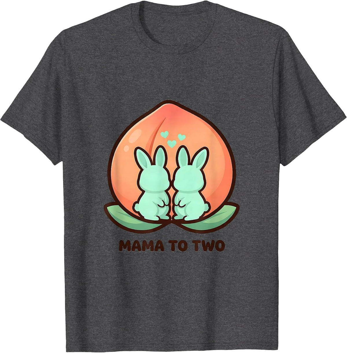 Men's Mama to Two Cute Kawaii Twin Pregnancy Announcement T-Shirt - Dark Heather Grey