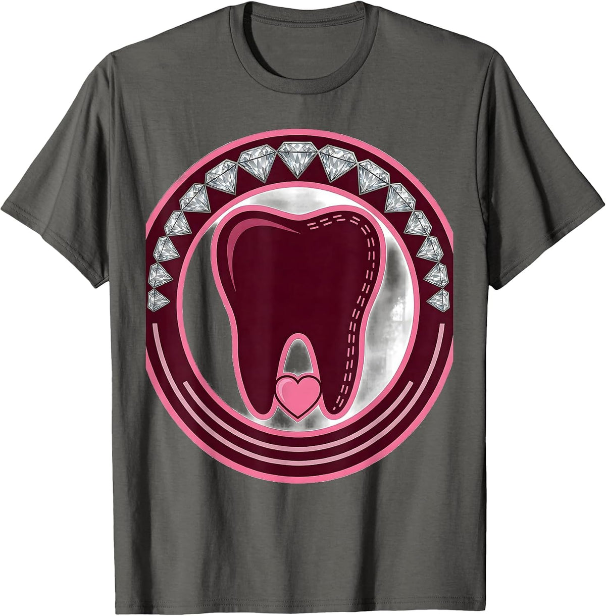 Men's Sealed Crown Roots Dental Tooth Valentine's Day Humor T-Shirt - Asphalt Grey