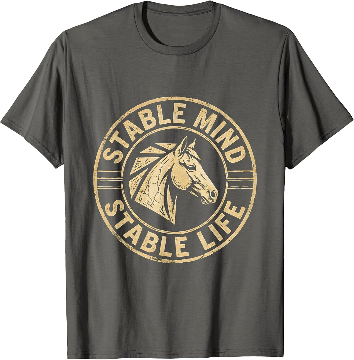 Stable Mind Stable Life Horse Lover Design T-Shirt - Asphalt Grey