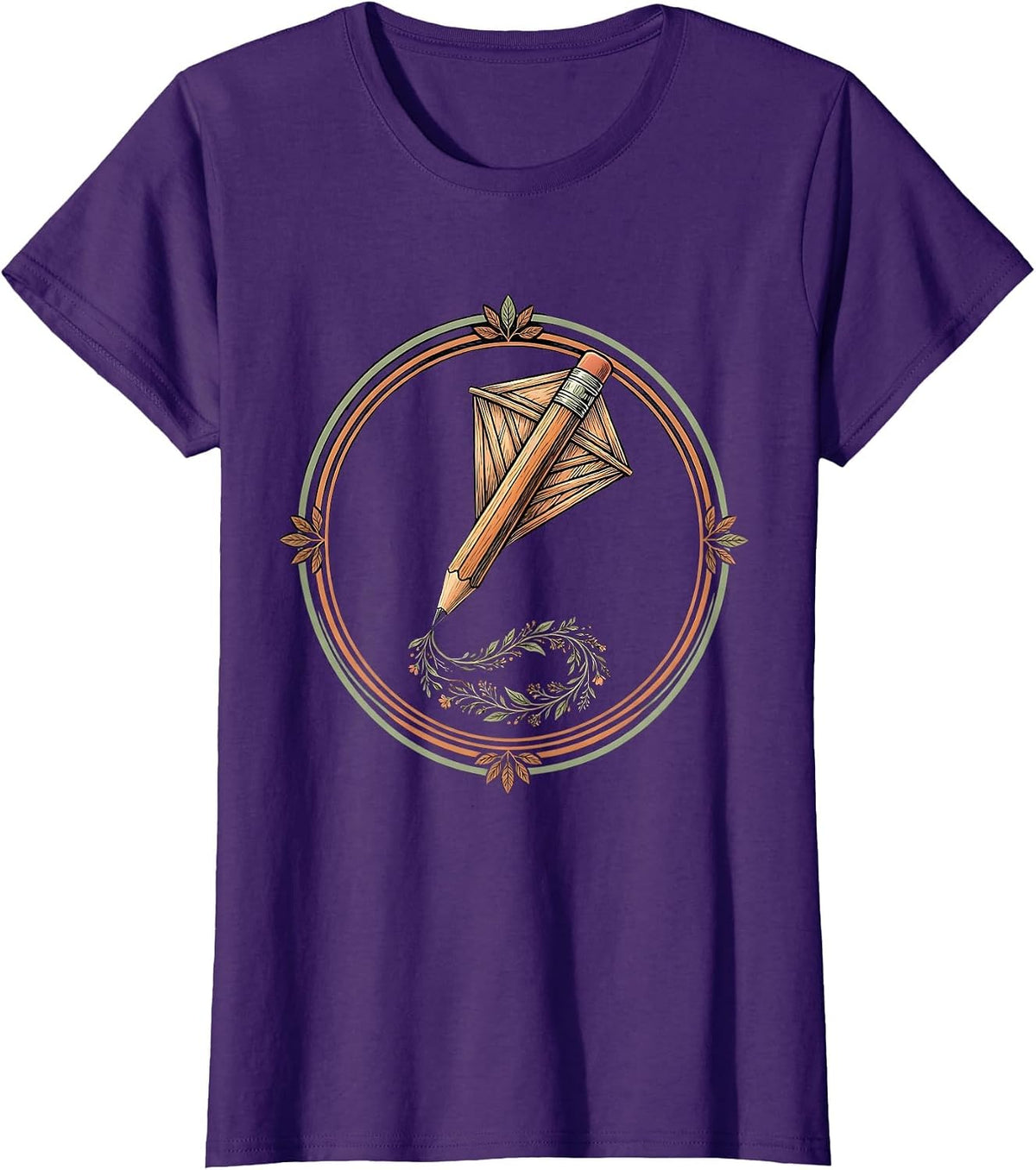 Women's Kindness Teacher Pencil Kite Soaring High Design T-Shirt - Purple