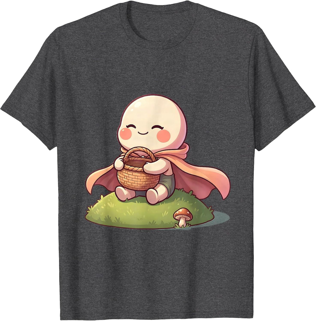 Chibi Forager Cute Kawaii Morel Hunter Gift T-Shirt - Dark Heather Grey