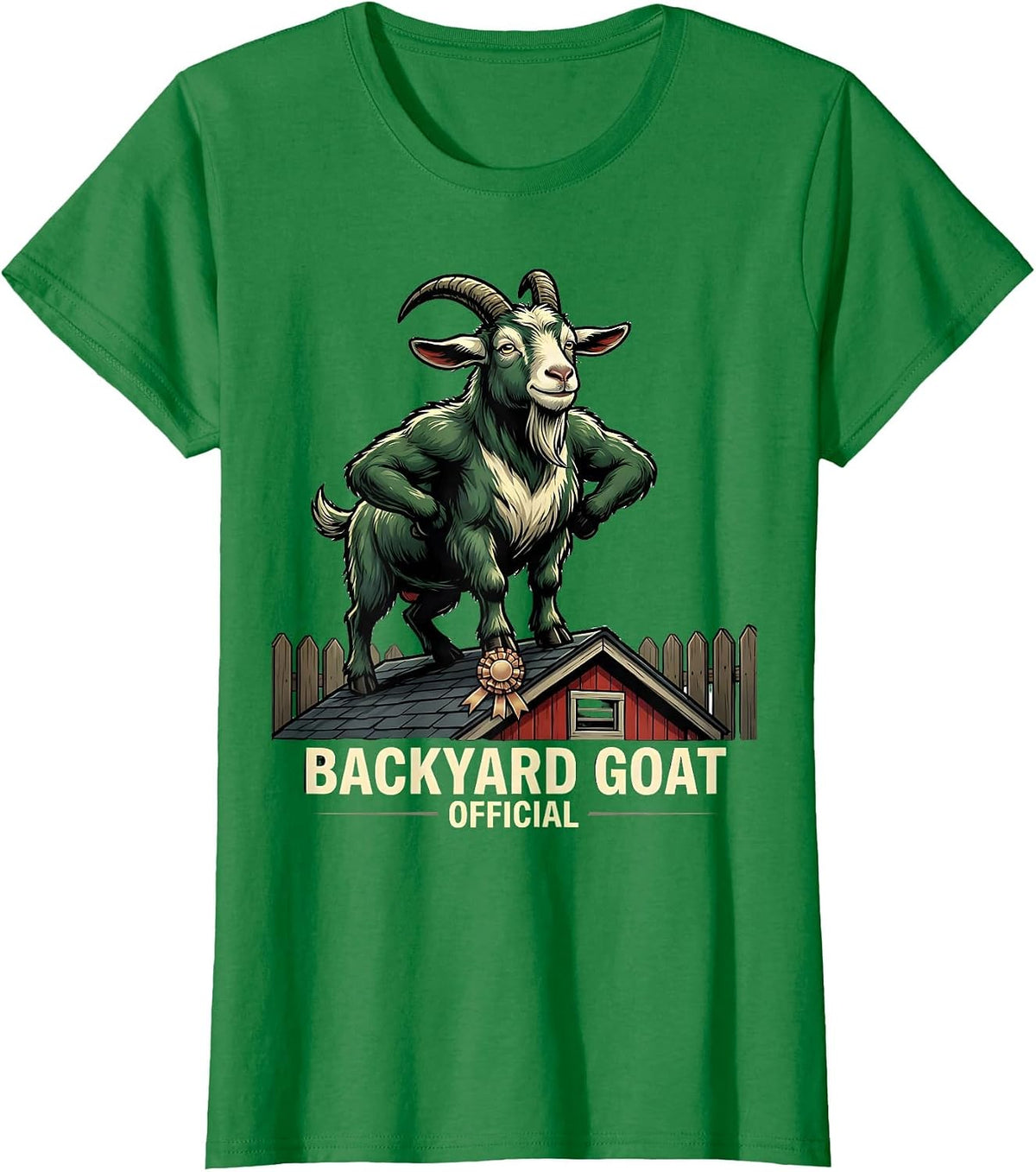 Women's Backyard GOAT Official Funny Goat Lover Farm Animal Humor T-Shirt - Kelly Green