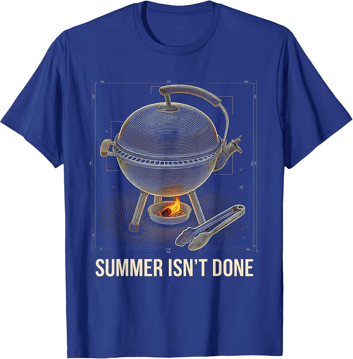 Summer Isn't Done Topographic Contour Grill Dad BBQ Humor T-Shirt - Royal Blue