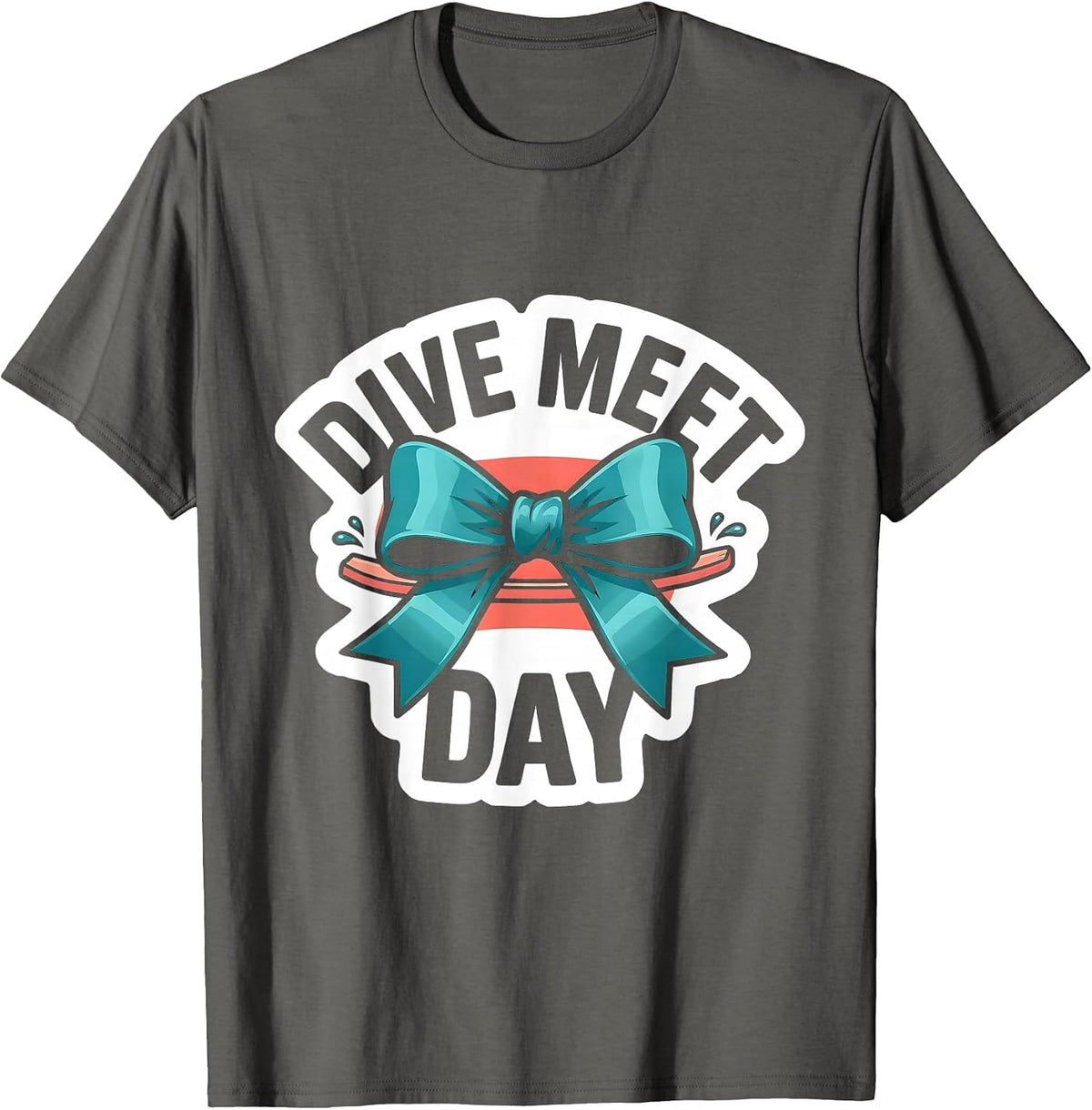 Dive Meet Day Cute Coquette Bow State Pride Sticker T-Shirt - Asphalt Grey