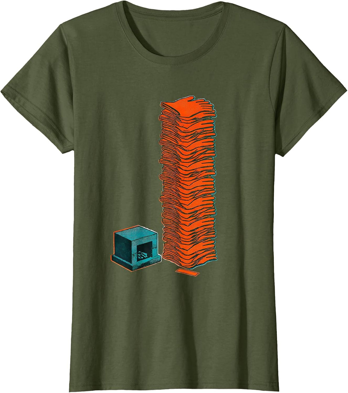 Women's Glowing Forge Stacked Gloves Blacksmith Humor Gift T-Shirt - Olive Green