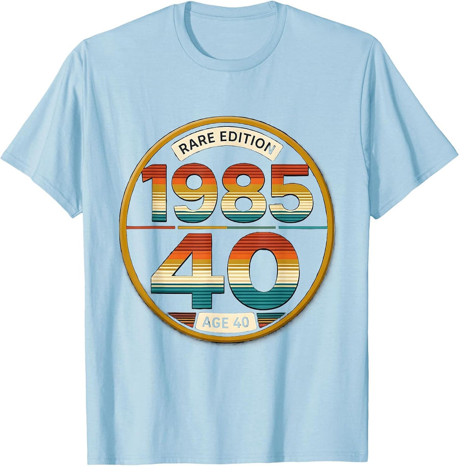 Men's Rare Edition 1985 Age 40 Vintage Birthday Milestone T-Shirt - Baby Blue