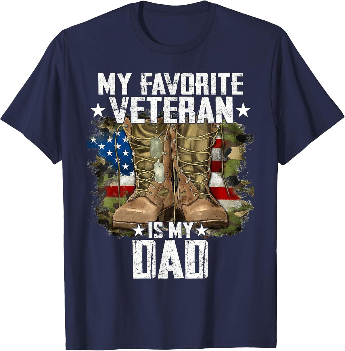 Father Veterans Day My Favorite Veteran is My Dad for Kids T-Shirt - Navy Blue