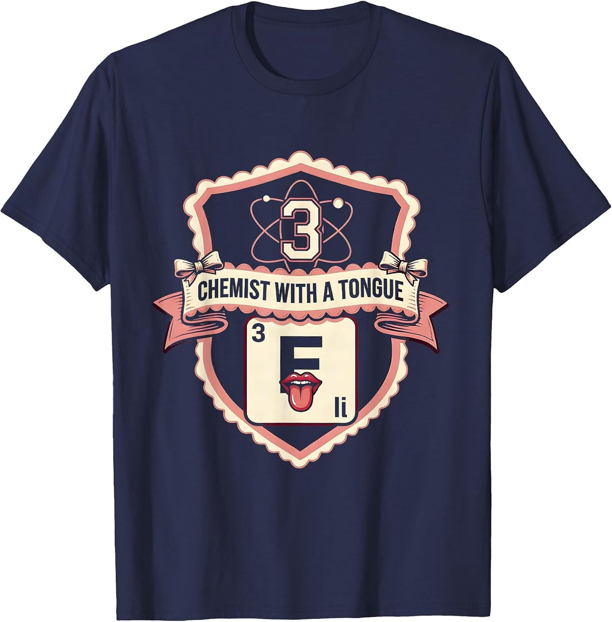 Can I Lick It Periodic Table Chemist Design T-Shirt - Navy Blue