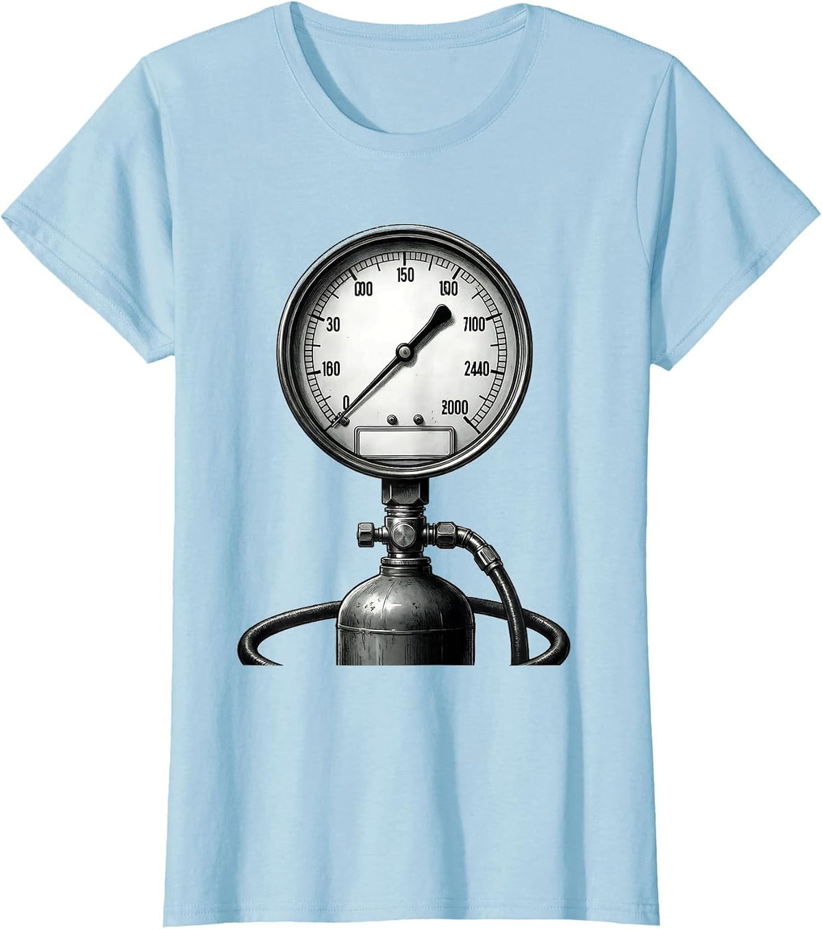 Manifold Gauge Body HVAC Technician Charging Humor T-Shirt - Baby Blue