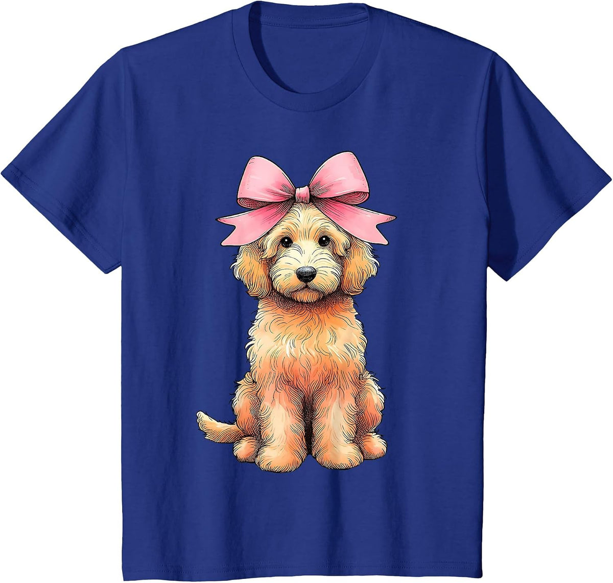 Coquette Bow Golden Doodle Dog Goldendoodle Mom Pink Ribbon T-Shirt - Royal Blue