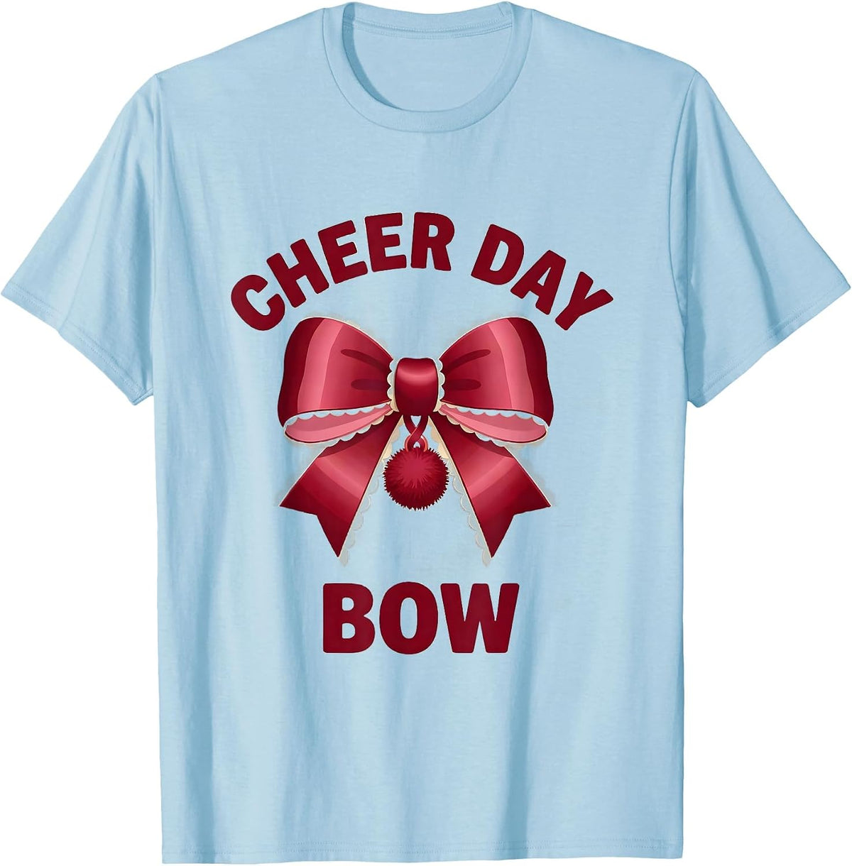 Men's Cheer Day Bow Coquette Ribbon State Pride Sport Gift T-Shirt - Baby Blue