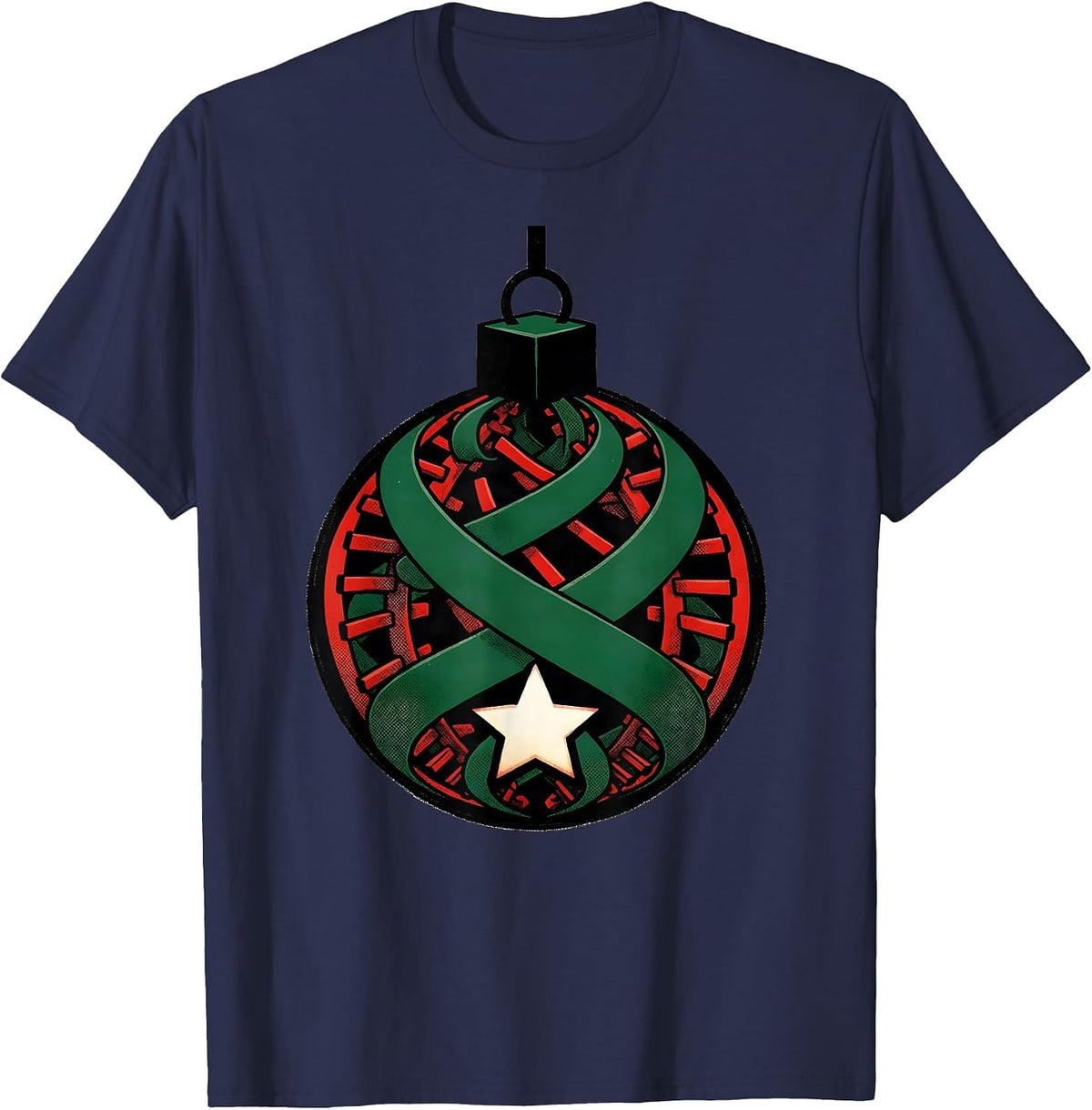 Men's DNA Helix Bauble Science Teacher Holiday Humor T-Shirt - Navy Blue